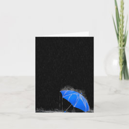 Illustration Lost Blue Umbrella in Regen Karte