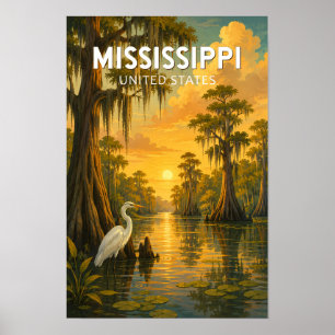 Illustration Mississippi Reise Kunst Vintage Poster