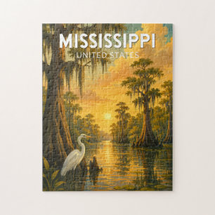 Illustration Mississippi Reise Kunst Vintage Puzzle