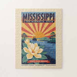 Illustration Mississippi State Reise Kunst Vintage Puzzle