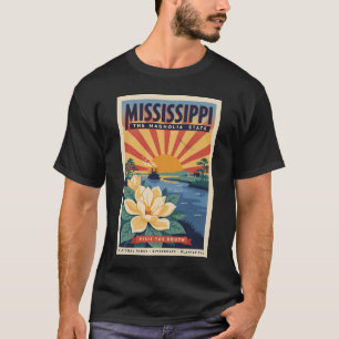 Illustration Mississippi State Reise Kunst Vintage T-Shirt