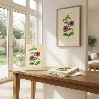 Illustration mit altmodischen violetten Blumen Karte