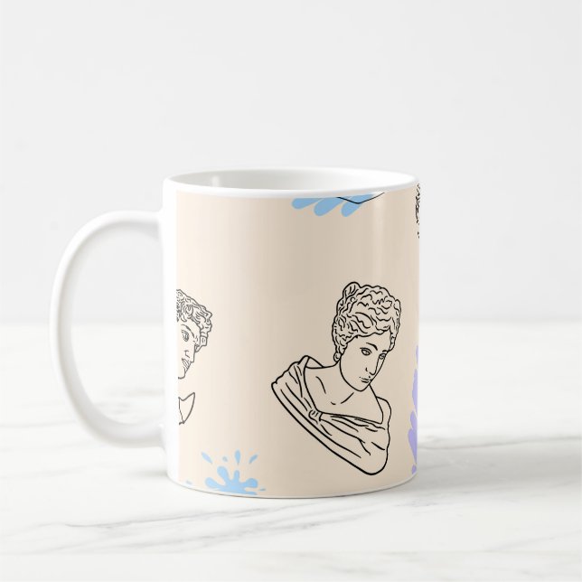 Illustration mit den Konturen der griechischen Sta Kaffeetasse (Links)