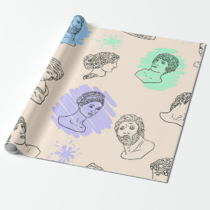 Illustration mit den Konturen griechischer Statuen Geschenkpapier