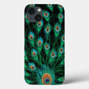 Illustration mit Pfau-Federn auf Schwarzem Case-Mate iPhone Hülle