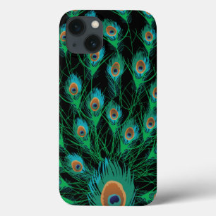 Illustration mit Pfau-Federn auf Schwarzem Case-Mate iPhone Hülle