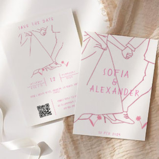 Illustration mit QR Code UAWG Wedding Einladung