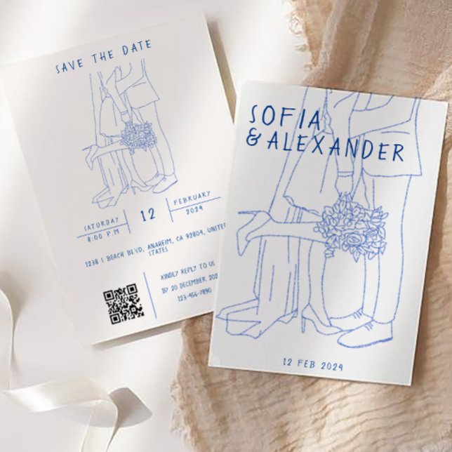 Illustration mit QR Code UAWG Wedding Einladung (Wedding Invitation)