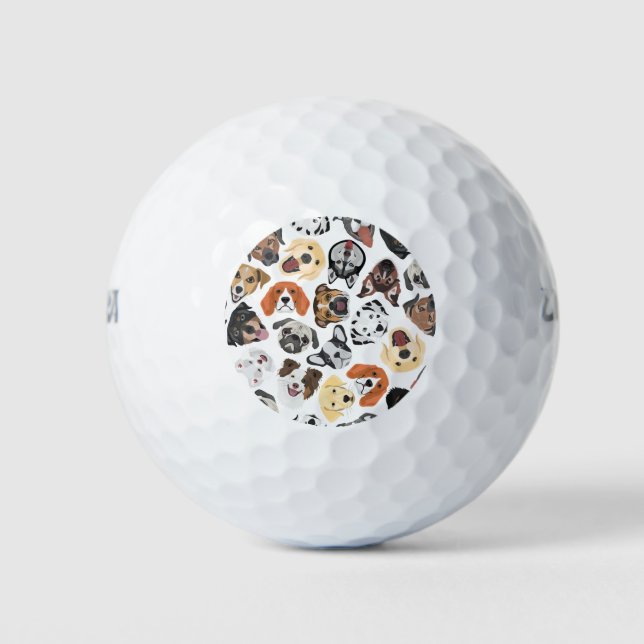 Illustration Muster süße Haushunde Golfball (Vorderseite)