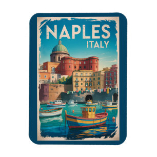 Illustration Neapel Bucht Italien Reise Kunst Vint Magnet