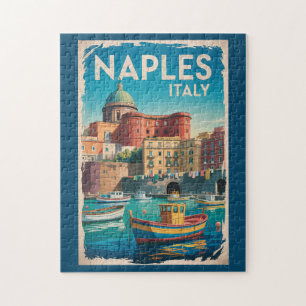Illustration Neapel Bucht Italien Reise Kunst Vint Puzzle