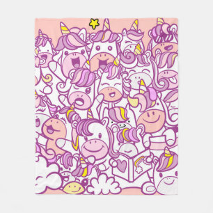 Illustration, Niedliche Einhorn- und Ponysammlung Fleecedecke