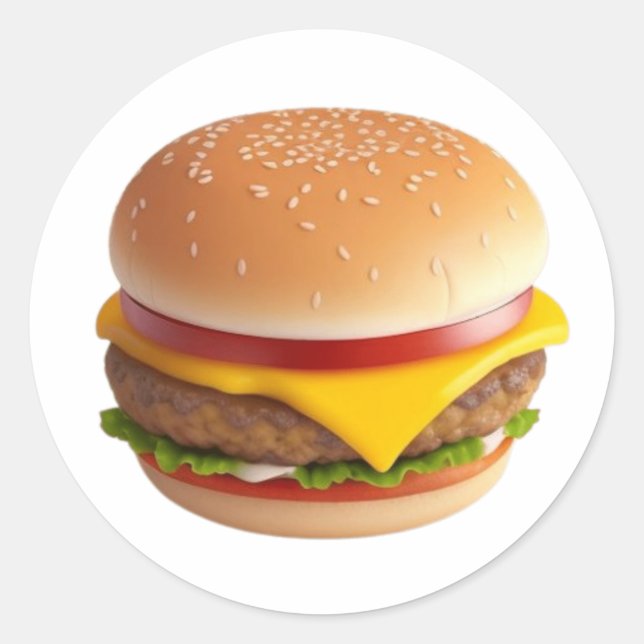 Illustration niedlicher Cheeseburger Runder Aufkleber (Vorderseite)