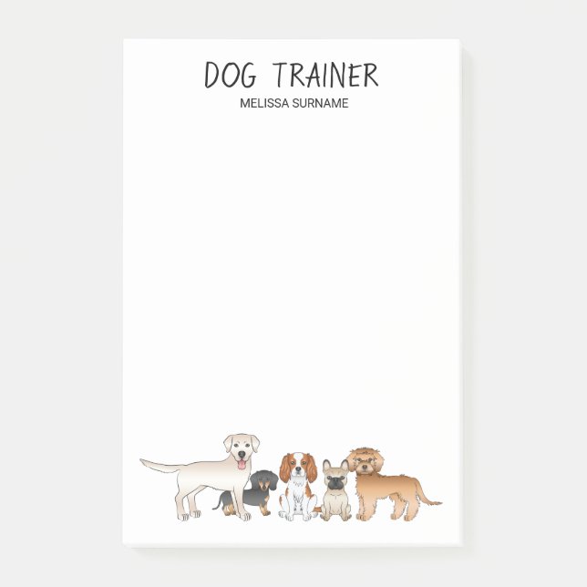 Illustration niedlicher Hunde - Hundetrainer Post-it Klebezettel (Vorderseite)
