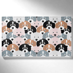 Illustration niedlicher, rosa, schwarz-brauner Hun Namenschild
