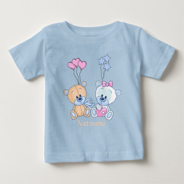 Illustration niedlicher Teddybären und Balloons Baby T-shirt (Vorderseite)