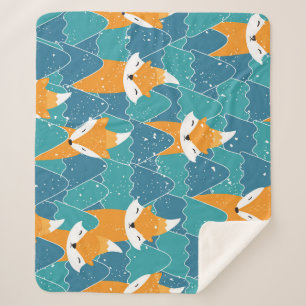 Illustration niedlicher Vintager Füchse Sherpadecke