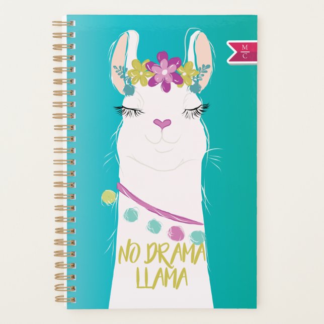 Illustration No Drama Llama Monogram Planer (Vorderseite)