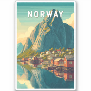 Illustration Norwegen Reise Kunst Vintage Aufkleber