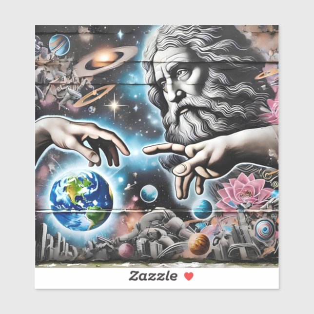  illustration of god creating the universe aufkleber (Blatt)
