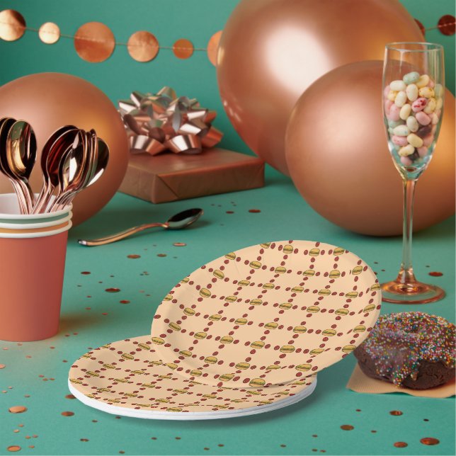 Illustration of hamburger patterns  pappteller (Multi)