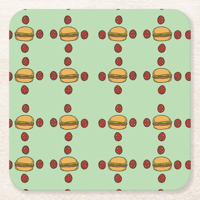 Illustration of hamburger patterns  rechteckiger pappuntersetzer (Vorderseite)