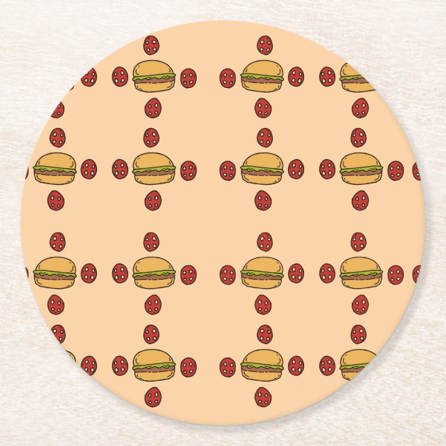 Illustration of hamburger patterns  runder pappuntersetzer (Vorderseite)