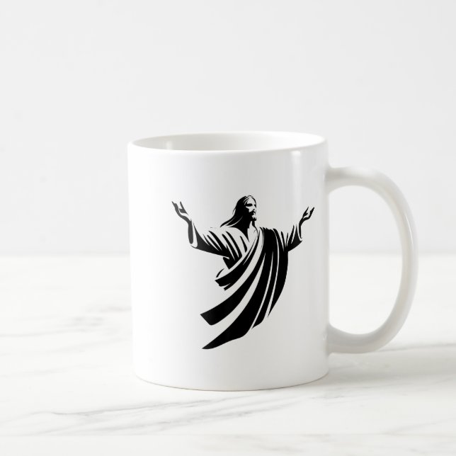 Illustration Of Jesus Christ Shadow With Open Arms Kaffeetasse (Rechts)