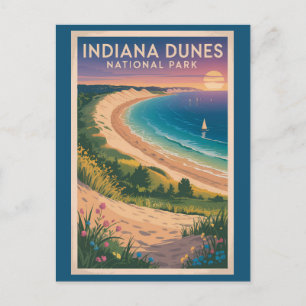 Illustration Reise Indiana Dunes National Park Postkarte