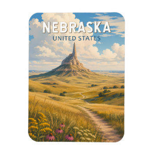 Illustration Reise Kunst Vintage Nebraska Magnet