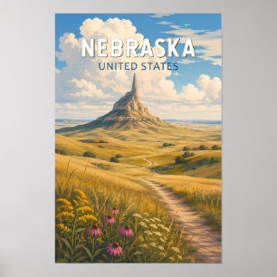 Illustration Reise Kunst Vintage Nebraska Poster