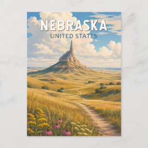 Illustration Reise Kunst Vintage Nebraska Postkarte