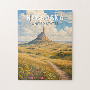 Illustration Reise Kunst Vintage Nebraska Puzzle