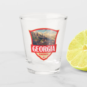 Illustration Retro-Abzeichen Georgien Schnapsglas