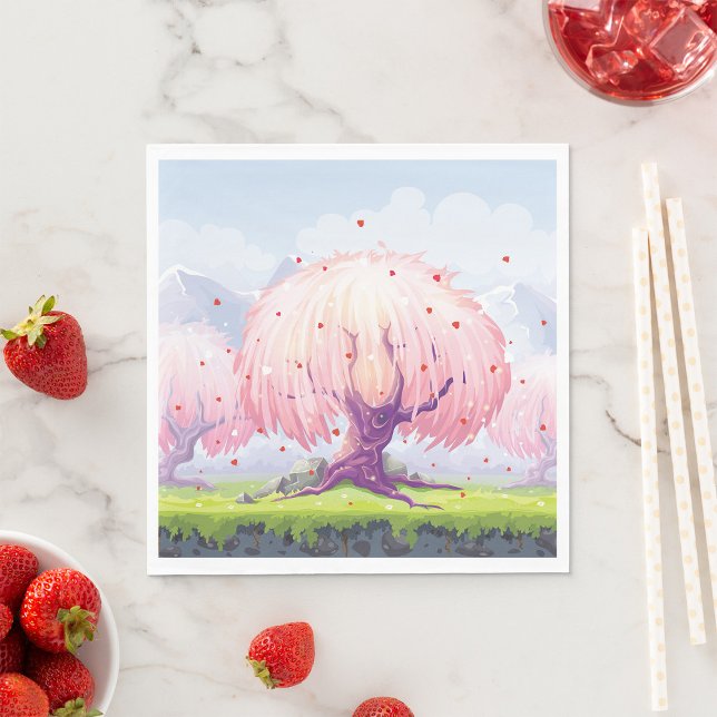 Illustration rosa Bäume Serviette (Von Creator hochgeladen)