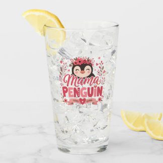 Illustration rosa Pinguin-Mama Mutterliebe Glas