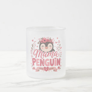 Illustration rosa Pinguin-Mama Mutterliebe Mattglastasse