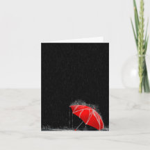 Illustration Roter Regenschirm in Regen verloren