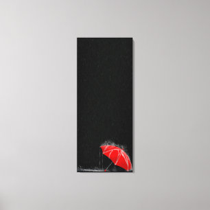 Illustration Roter Regenschirm in Regen verloren Leinwanddruck