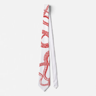 Illustration roter Vintage-Tintenfisch-Tentakel Krawatte