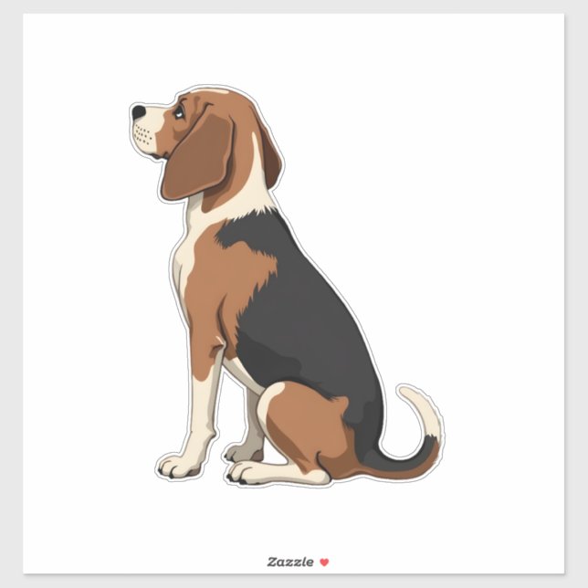Illustration Rückansicht Vintage-Beagle-Hund Haust Aufkleber (Blatt)