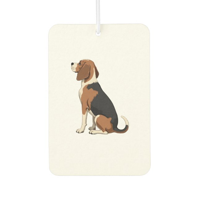 Illustration Rückansicht Vintage-Beagle-Hund Haust Autolufterfrischer (Vorderseite)