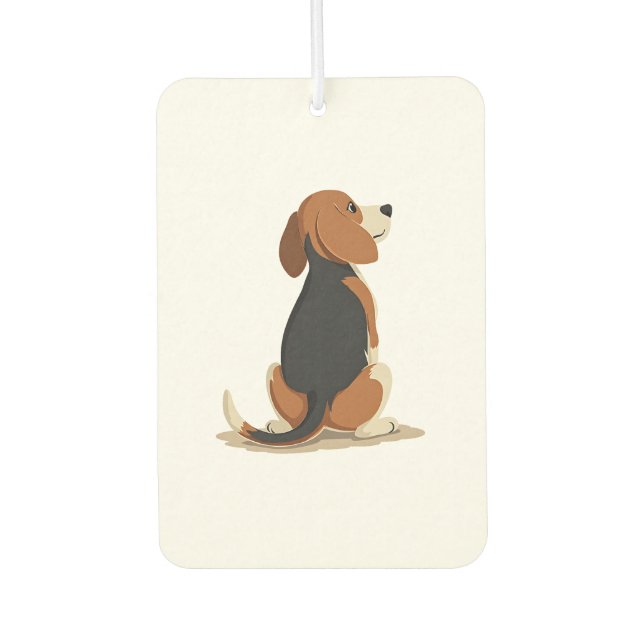 Illustration Rückansicht Vintage-Beagle-Hund Haust Autolufterfrischer (Vorderseite)