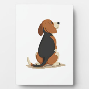 Illustration Rückansicht Vintage-Beagle-Hund Haust Fotoplatte