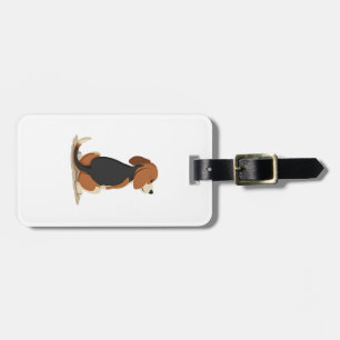 Illustration Rückansicht Vintage-Beagle-Hund Haust Gepäckanhänger