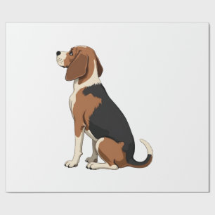 Illustration Rückansicht Vintage-Beagle-Hund Haust Geschenkpapier