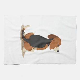 Illustration Rückansicht Vintage-Beagle-Hund Haust Geschirrtuch