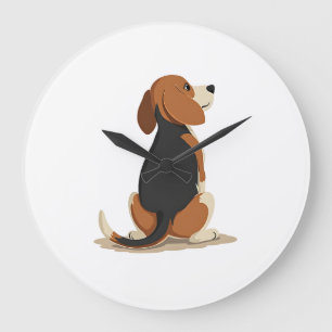 Illustration Rückansicht Vintage-Beagle-Hund Haust Große Wanduhr