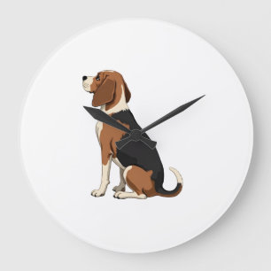 Illustration Rückansicht Vintage-Beagle-Hund Haust Große Wanduhr