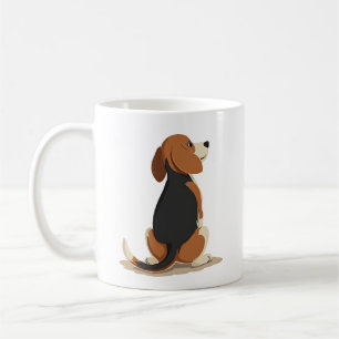 Illustration Rückansicht Vintage-Beagle-Hund Haust Kaffeetasse